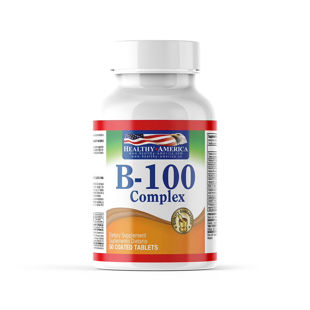 B-100 COMPLEX 50 TABLETS (SUPER STRENGTH) – Healthy America Colombia